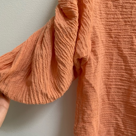 Zara Ruched Long Sleeve V-Neck Blouse L - Picture 4 of 4